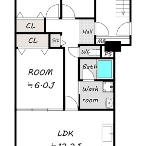 寝屋川東ファミリータウン中1番館1302　販売図面用おしゃれ
